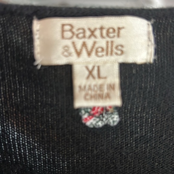 Vintage Baxter & Wells 3/4 Sleeve Black Cardigan with Cardinals Embroidered XL - Picture 4 of 10